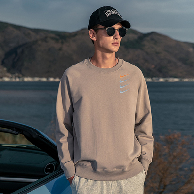 Nike, мужская летняя абрикосовая толстовка с круглым воротником, 2022