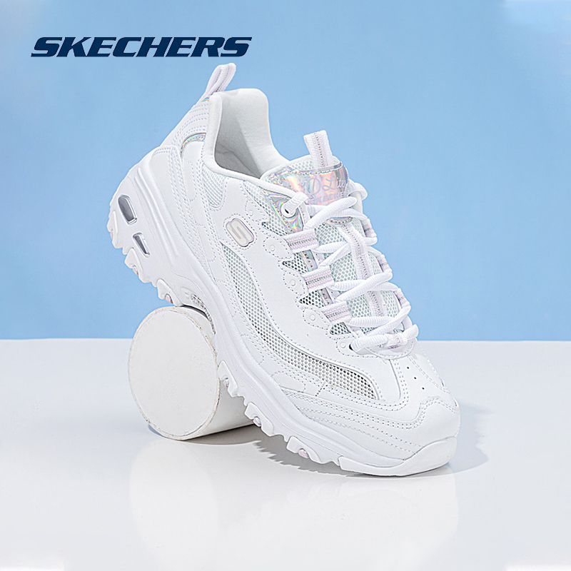 Skechers Official Women's White Sneakers Summer Mesh Breathable Sports Shoes Retro Dad Shoes Women's Casual Shoes