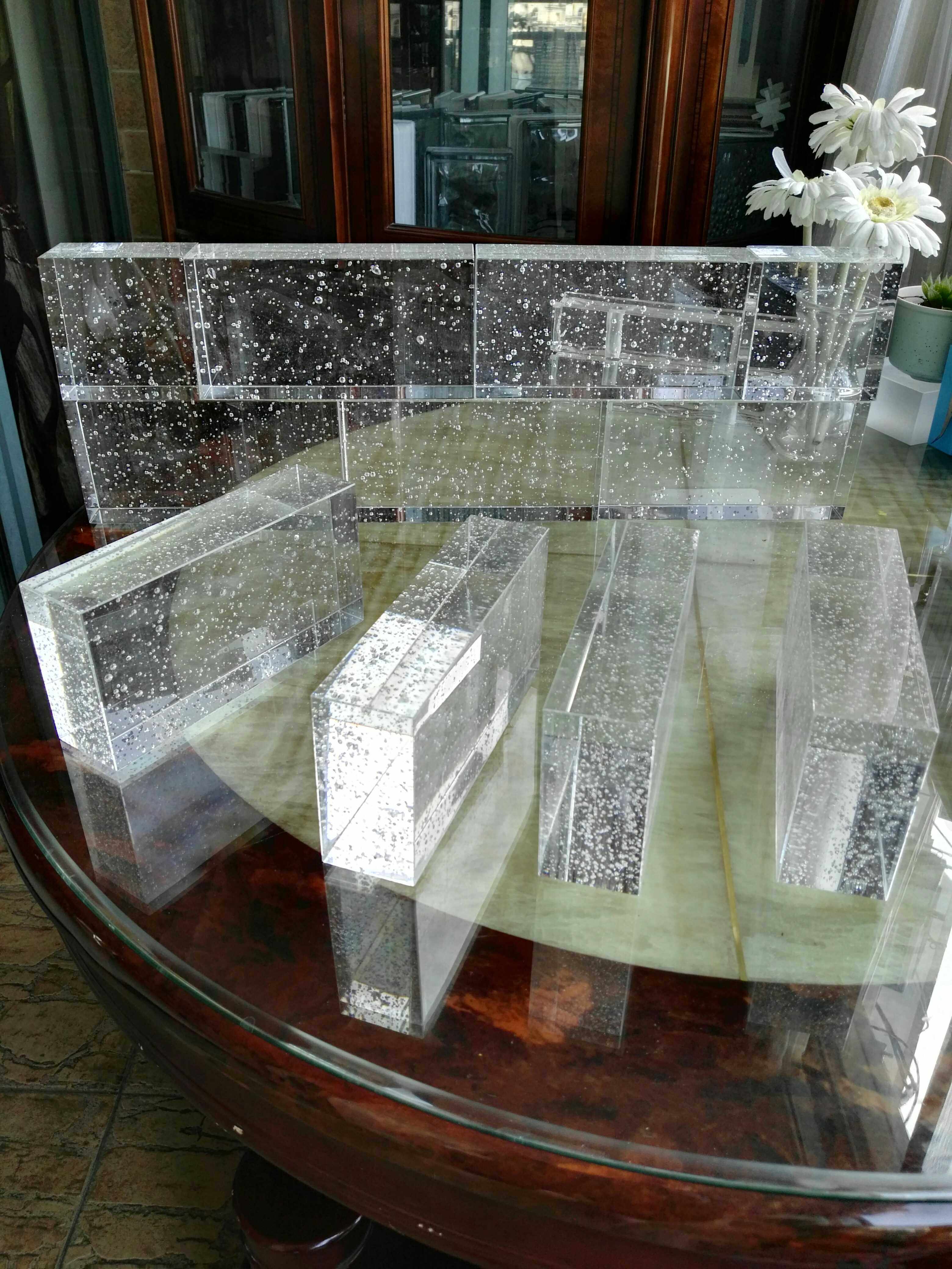 Fine polished high white material steam bubble solid glass brick 200 * 100 * 50mm suitable for upscale quality furnishing selected materials