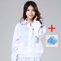 Antistatic workwear white blue electrostatic coat blouse with zip short section Anti-static clothes with cap