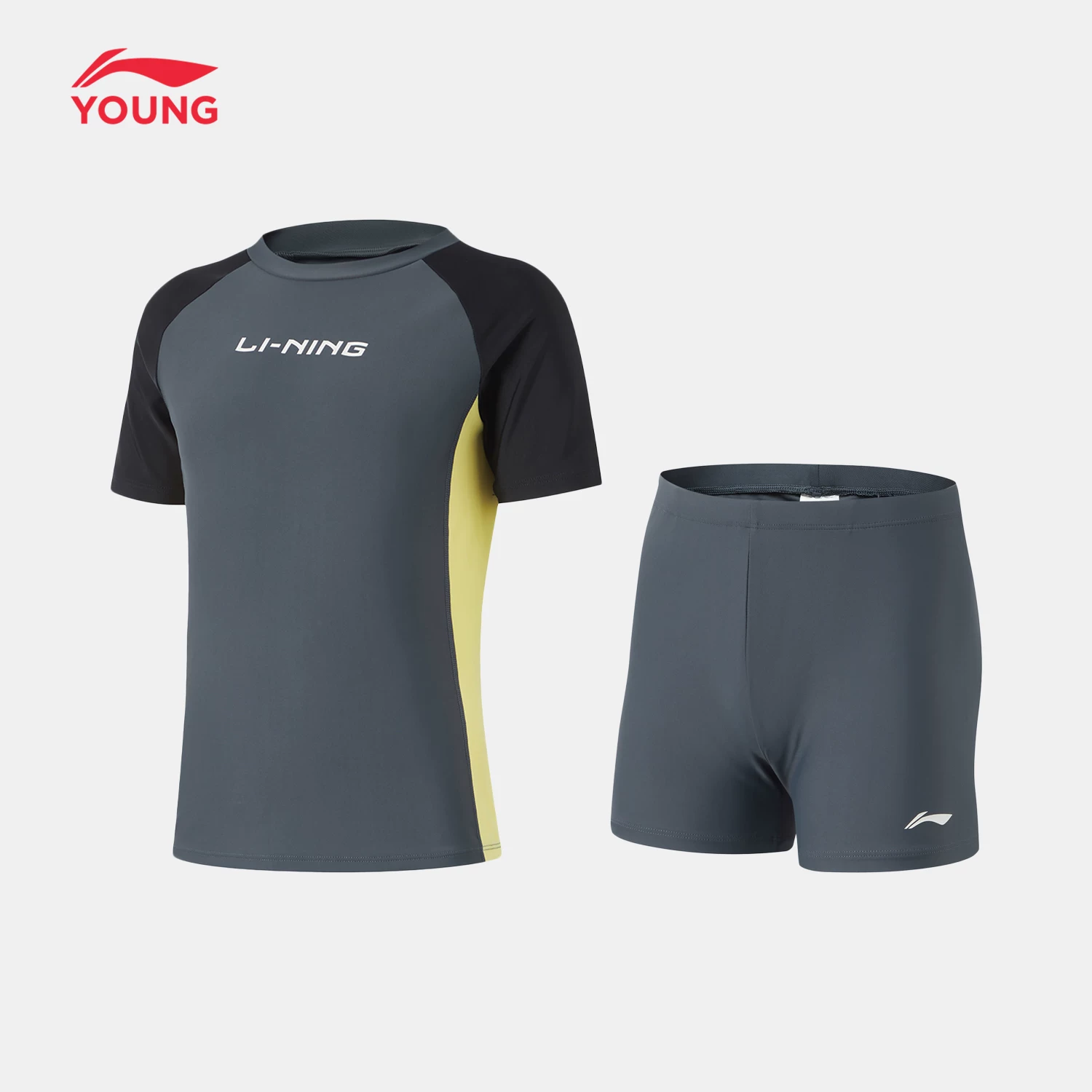 Плавательный костюм Li Ning, спортивный костюм для плавания, детская одежда, для подростков, с коротким рукавом, обтягивающий