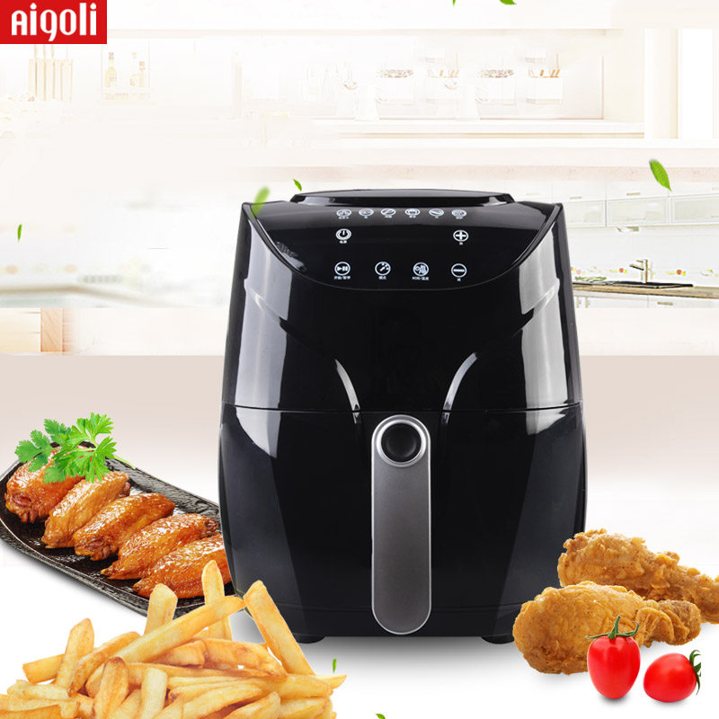 Aigli export European air fryer home smart digital touch screen oil-free smokeless electric fryer multi-function