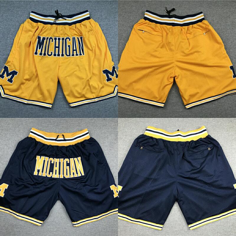 Michigan Shorts American Basketball Shorts Beika Duke Blue Retro Breathable Men's Five-Point Embroidered Flap Pocket Pants Pants