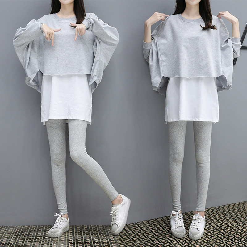 Pregnant women autumn suit fashion models net red Ocean school base shirt spring top tide 2020 hot mom personality dress