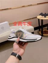 Autumn Winter New Genuine Leather Mens Shoes Outwear Printed Parquet Color Calf Leather Sports Casual Mens Single Shoe Tide Card Non-slip Shoes