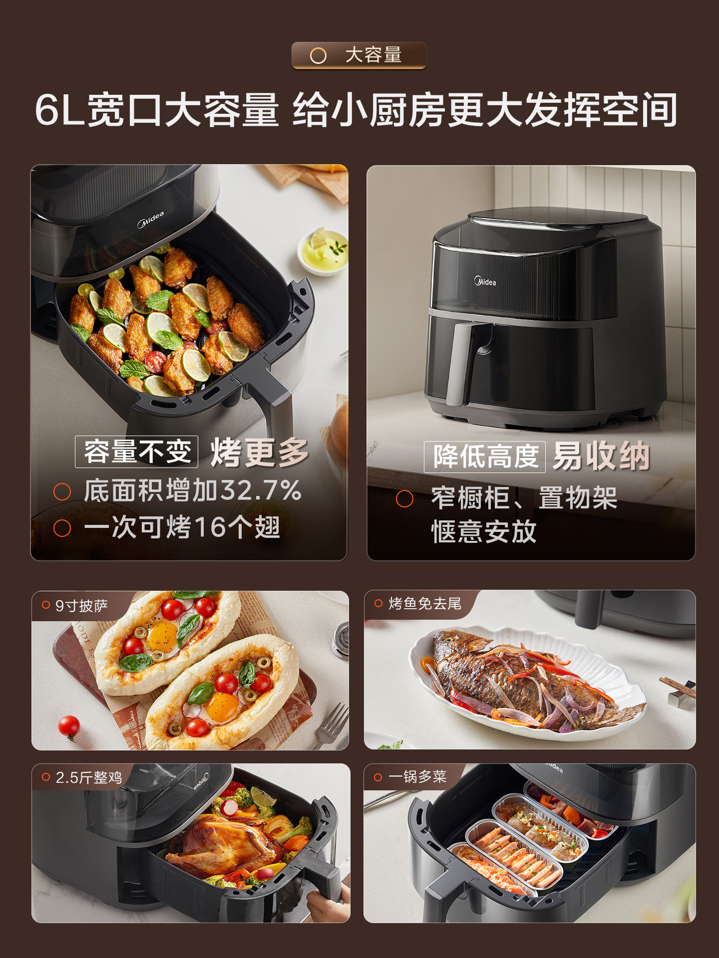 Midea Air Fryer Dual-View Home-Use New Model Large-Capacity Electric Fryer No-Turning Oven All-In-One Microwave Oven