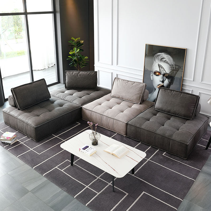 Modern minimalist Living room sponge cloth Sofa Nordic Free Wash Tech Cloth Small Family of Light Luxurious Mix Solid Wood