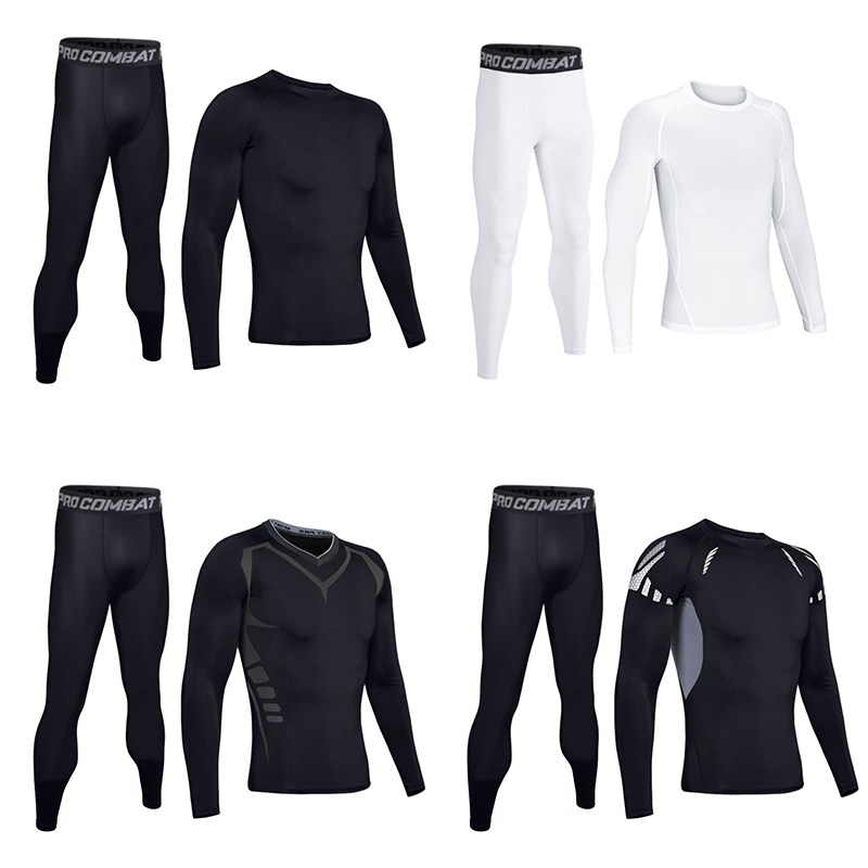 Quick-Drying Tight-Fitting Long-Sleeved Suit for Basketball, Running, Training, Fitness, Men's Sports Underwear, Leggings, High Elasticity and Warmth
