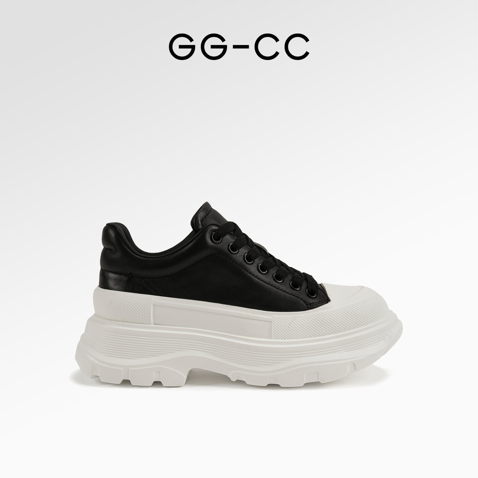 [ミニマリストパンク] GGCC本革厚底ホワイトシューズレディース秋プラットフォームシューズオールマッチ身長アップカジュアルスニーカー