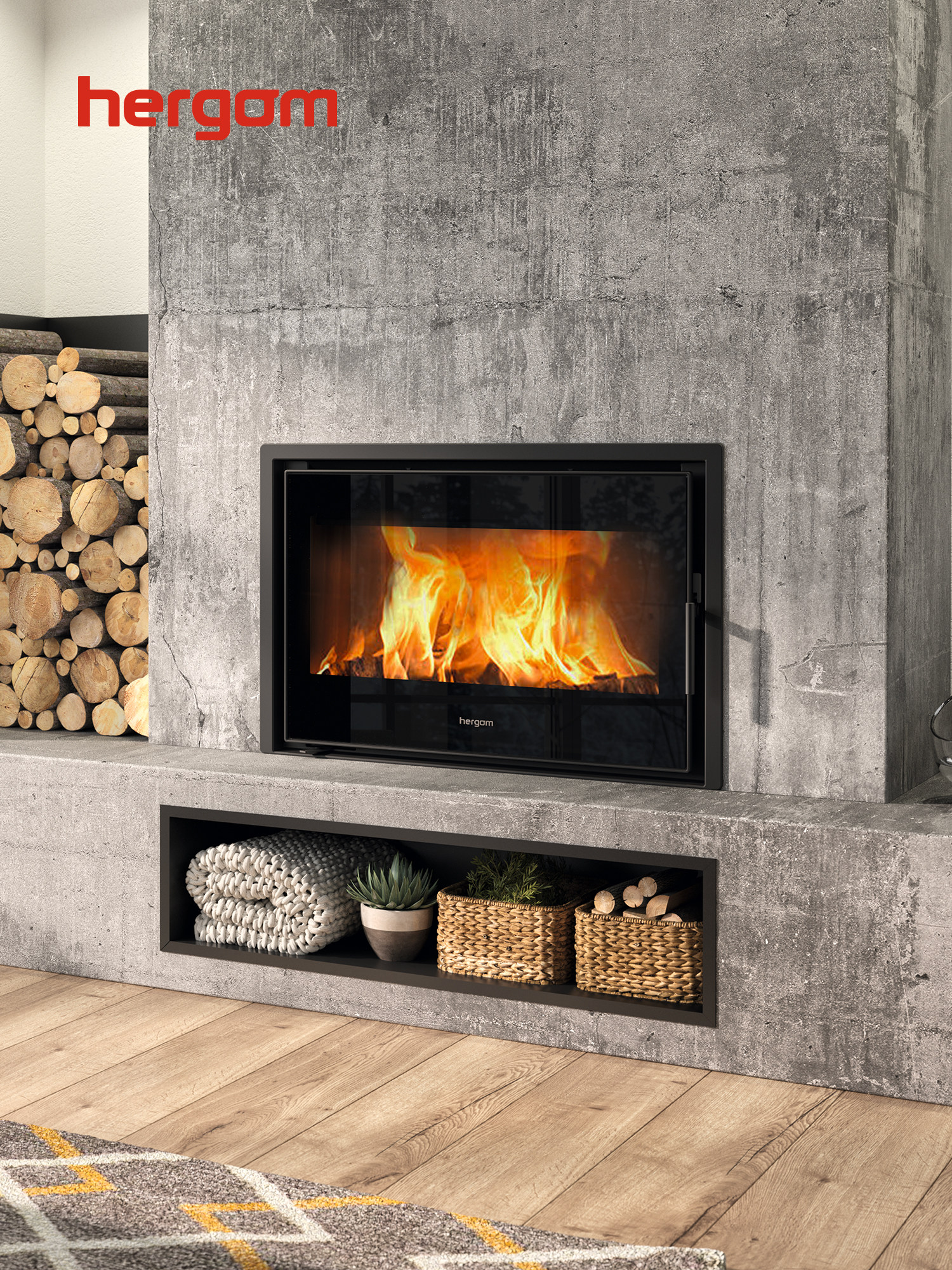 Hergom C16 / 80 Cheminée à bois, encastrable 2