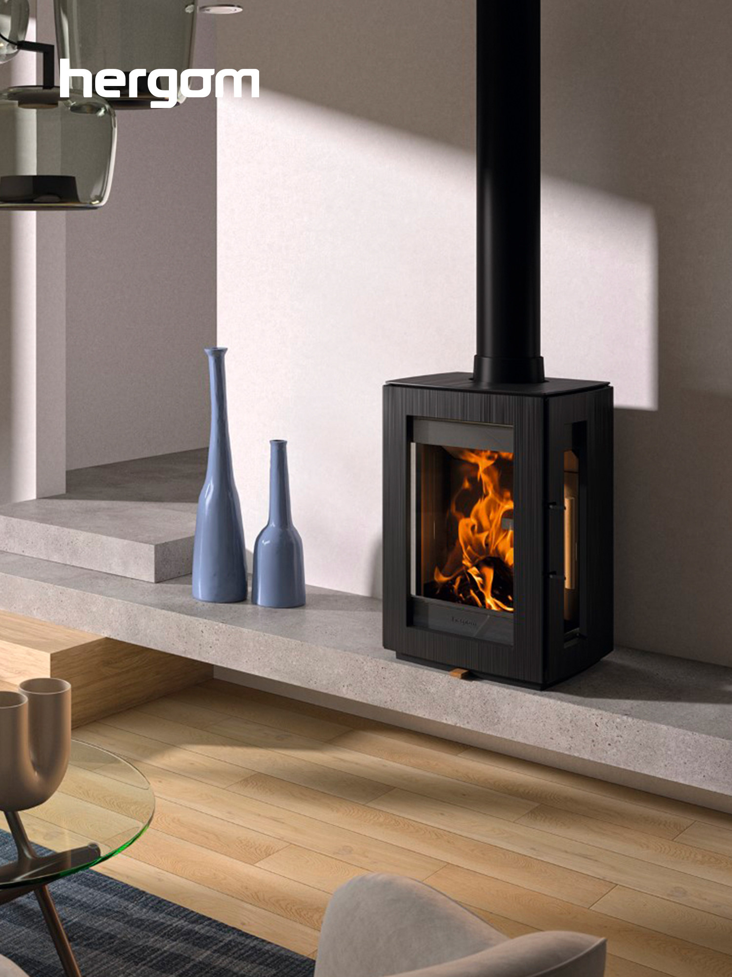 Hergom GLOW Chimenea de leña, independiente 5