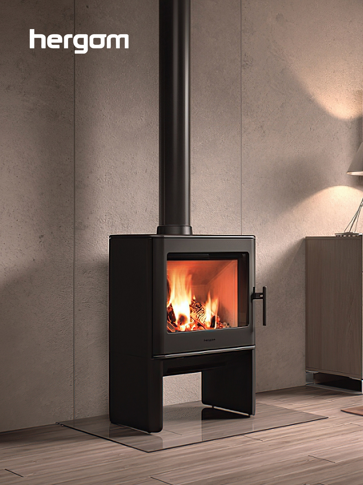 Hergom E40 Cheminée à bois, sur pied 4