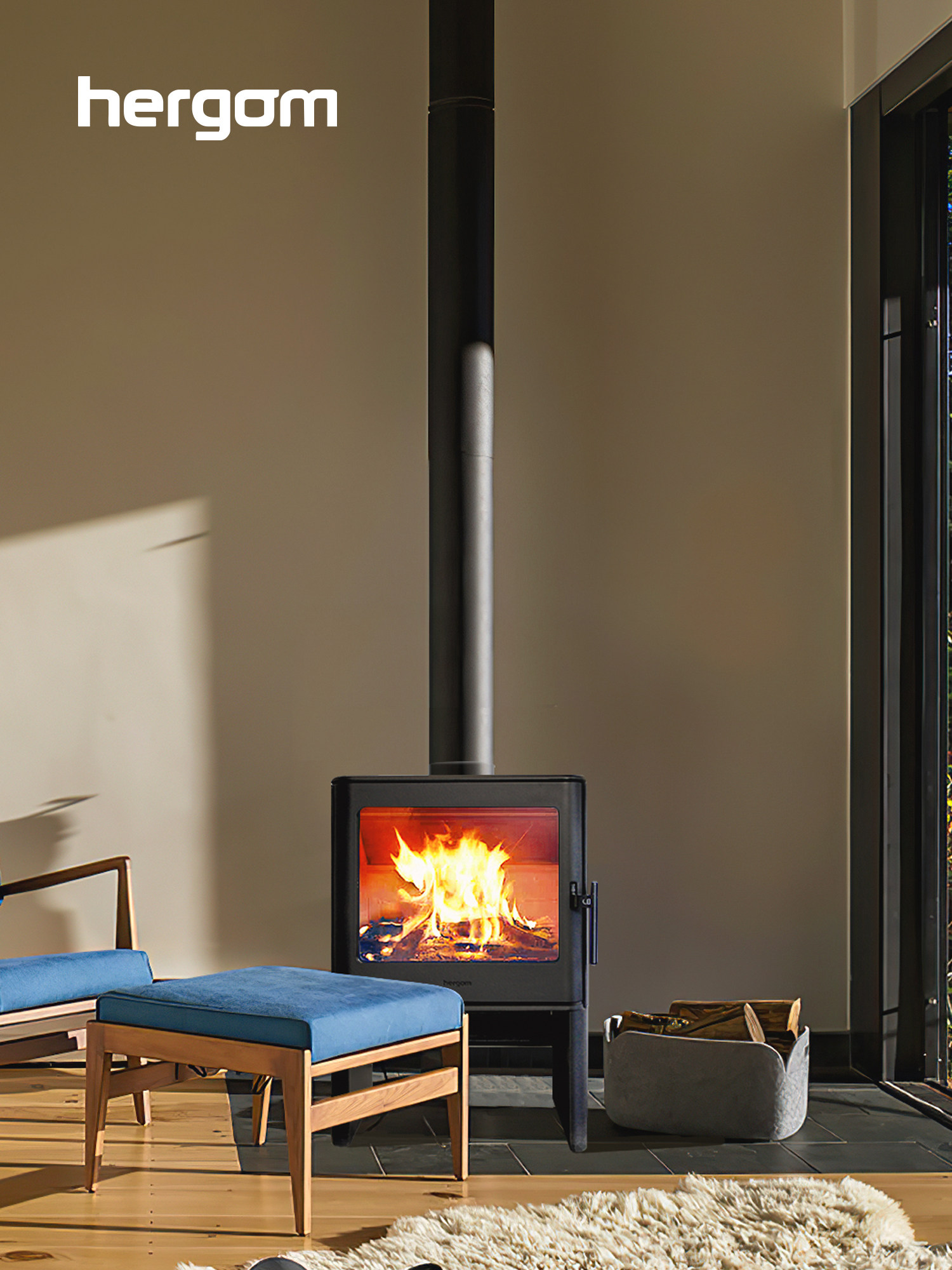 Hergom E40 Cheminée à bois, sur pied 3