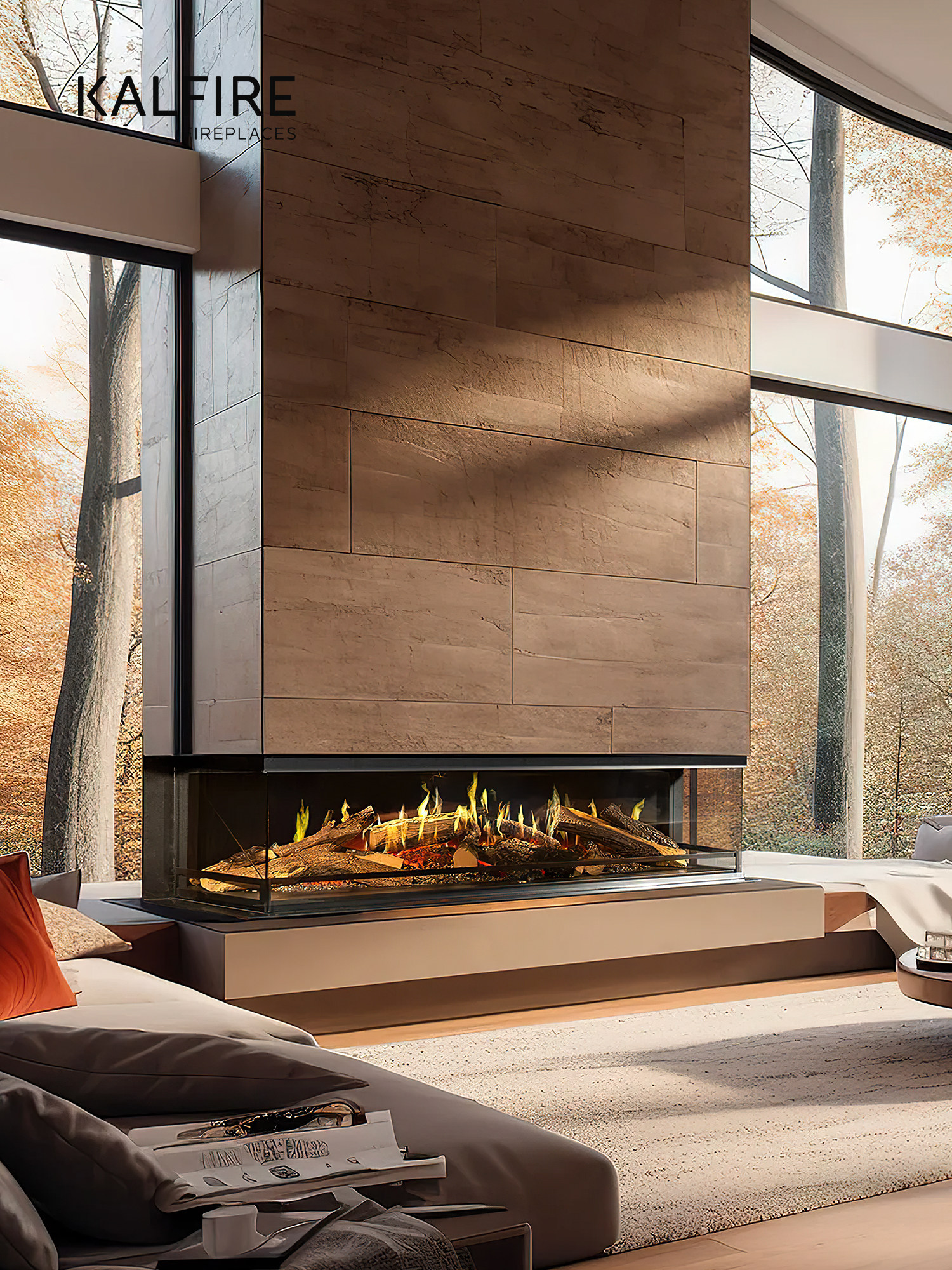 Kalfire E-one S Chimenea eléctrica, de tres caras 3