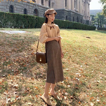 2020 new womens early autumn western style age reduction casual fashion Hong Kong style retro chic professional two-piece suit skirt