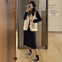 2021 new womens early autumn dress waist thin big-name high-end socialite temperament jumpsuit skirt design sense minority