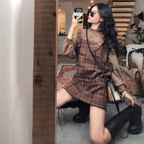 2021 New womens early autumn clothing Japanese style Gentle Wind Braces Skirt Suit High Cold Brother-in-law Ethos Dress dress