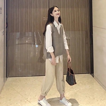 2021 new womens early autumn temperament leisure fashion royal sister foreign atmosphere age small fragrance wind professional two-piece set