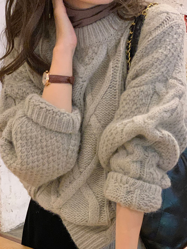 SWEATER WOMENS 2024 NEW AUTUMN AND WINTER WEAR JAPANESE LOOSE TOPS WOMENS LAZY STYLE RETRO EUROPEAN HONG KONG STYLE DESIGN