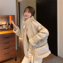 2021 new autumn and winter Korean fashion foreign style port style lamb wool splicing loose thickened cotton coat women