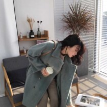 2021 The new popular Korean version of the great coat Hebenwind with a long fur coat female autumn and winter thickened 100 lap outfits