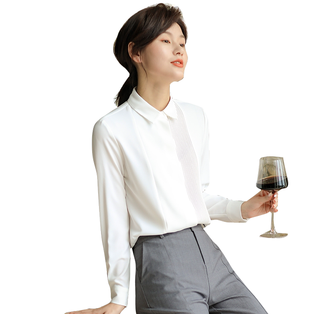 Chiffon design niche work style thin white shirt