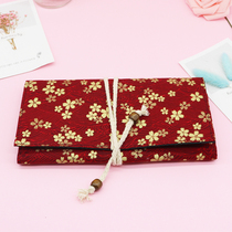 Rose red cosmetic brush bag folding portable makeup brush kit 12 storage bags professional multifunctional brush bag