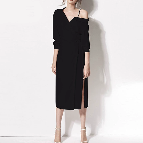 Черное элитное вечернее платье