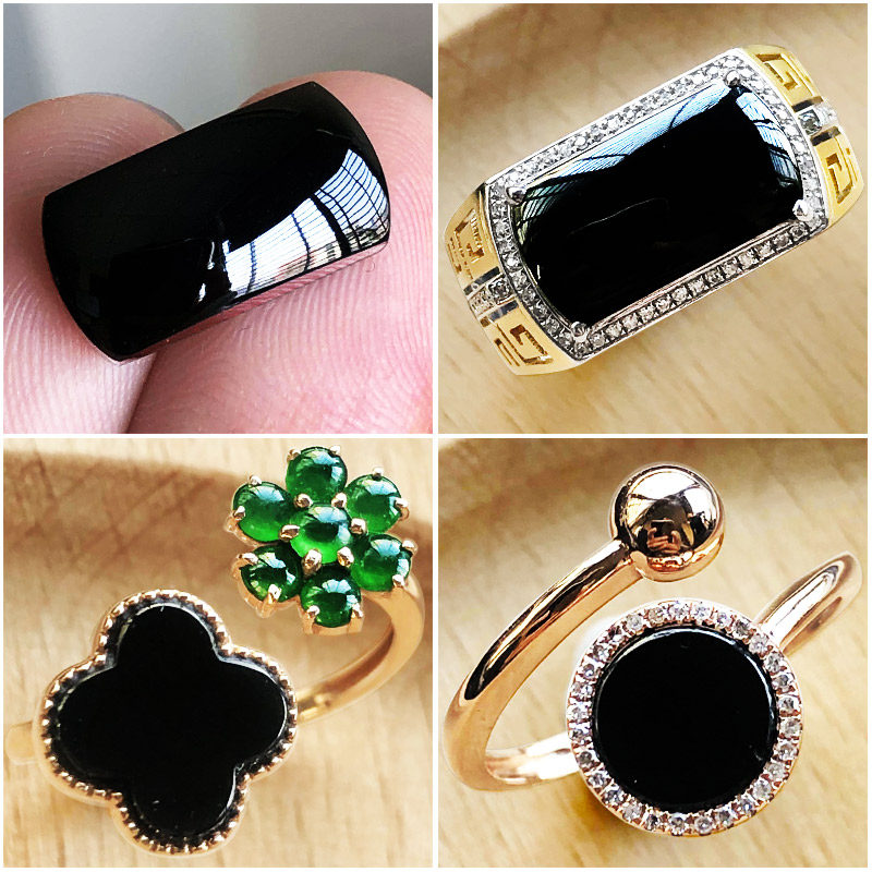 Inkui ring men's natural emerald square ring female ice seed egg noodles saddle face 18K gold inlaid with jade pendant