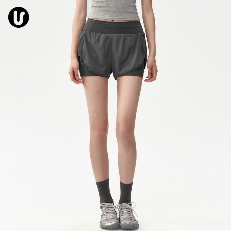 Women's New Yoga Shorts, Faux Two-Piece, Loose Fit, Badminton, Tennis Training, Fitness Set, Running Sports Three-Quarter Pants