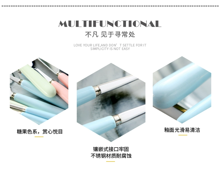 Thép không gỉ màu đỏ Bộ đồ ăn phương Tây bít tết dao và nĩa đặt bàn tay cầm gốm