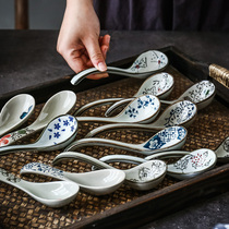 Japanese-style underglaze tableware Ceramic small spoon Household large long-handled soup spoon Creative rice spoon Household spoon spoon