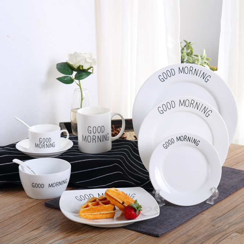 Creative GOOD MORNING Series ceramic cutlery dish Maxima cup Coffee cup Snack Dish Home Plate