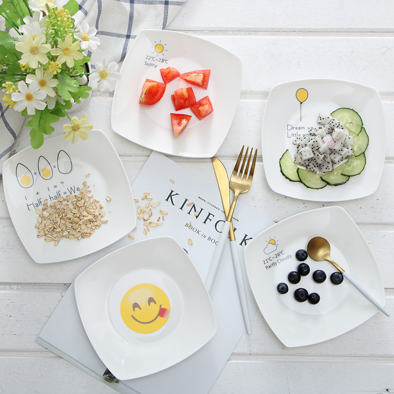 Cake plate creative ceramic tableware Japanese square spit bone plate spit plate fruit plate cold dish plate plate