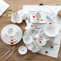Creative Ceramic Cutlery Suit Lovers Bowls Mark Cups Home Porcelain Bowls Day Style Dessert Bowls of Loving Dishes Home Dishes