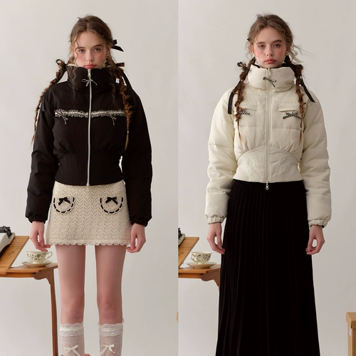 Зимний приталенный короткий корсет для принцессы, двусторонний пуховик