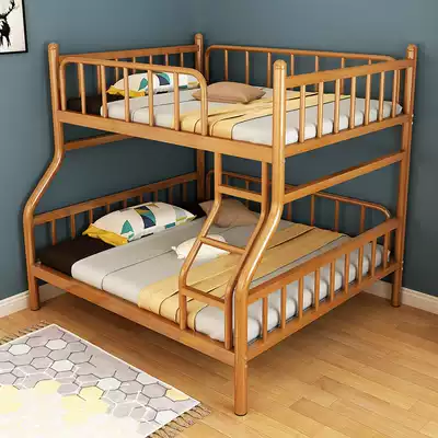 Stainless steel bed iron bed frame upper and lower berth 1 8 m double bed 304 thick mother bed double bed High frame bed for children