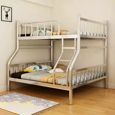Stainless Steel Bed Thickened 304 High and Low Child Female Double Upper and Lower Laying Iron Bed Double Bed Staff Dormitory Adult Bed