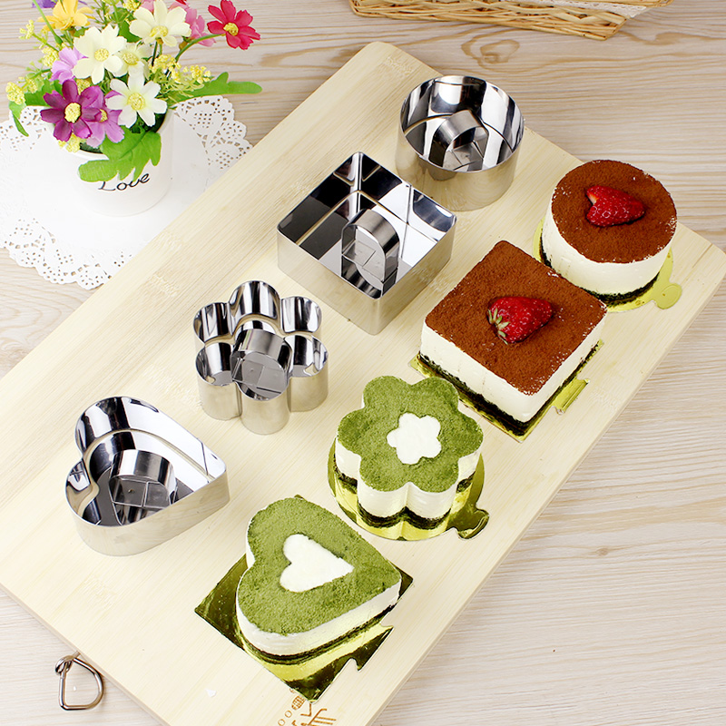 Stainless Steel Little Mousse Circle Mousse Cake Mould Heart Round Tiramisu Cookie Baking Mould