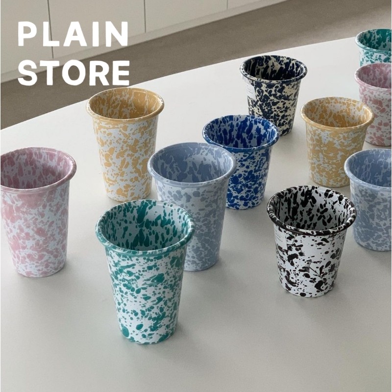 (Authorized) Crow Canyon enamel enamel retro ink splash hand cup short high style coffee cup