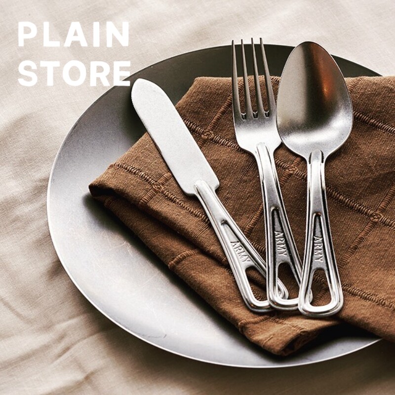 (7 fold) AOYOSHI Japanese Qing Fang retro frosted stainless steel ARMY knife fork spoon cutlery-Taobao