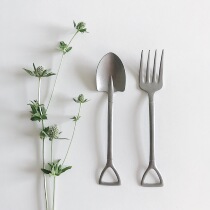 Aoyoshi Japan Qingfang Manufacturing Retro frosted silver shovel series stainless steel tableware knife fork and spoon