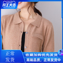 2020 autumn and winter new solid color cardigan womens short Korean slim jacket cardigan lapel knitted base shirt