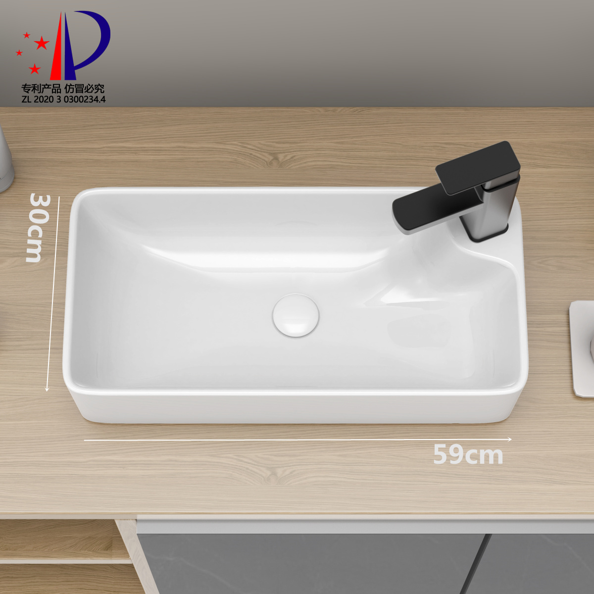 Small size washbasin small sink small sink square ceramic basin narrow length 60 * 30cm