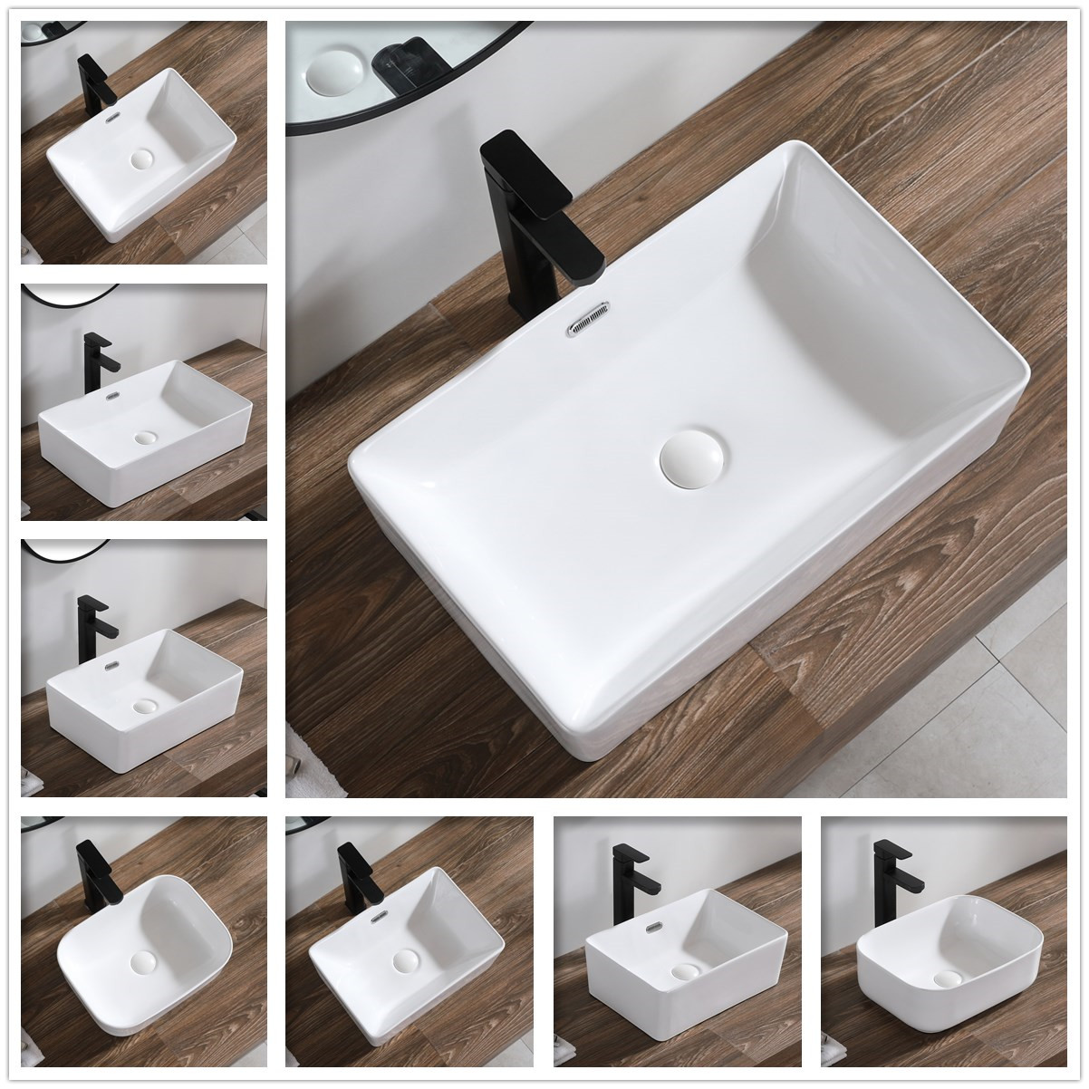 Table basin square bathroom basin balcony wash basin rectangular ceramic art basin washbasin simple light luxury