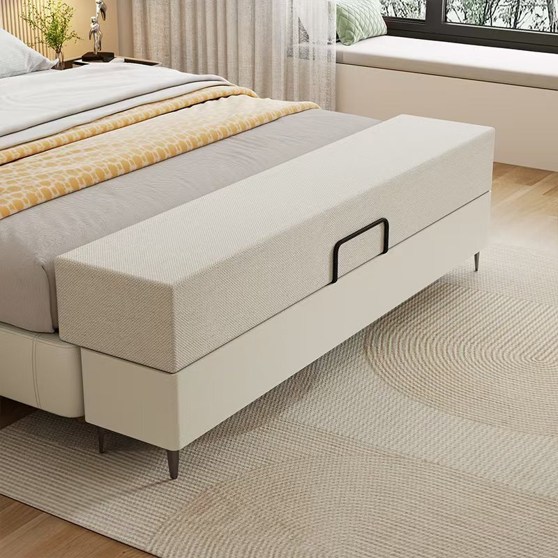 Extended Solid Wood Bed with Upholstered Headboard, Extended and Widened Bed Headboard