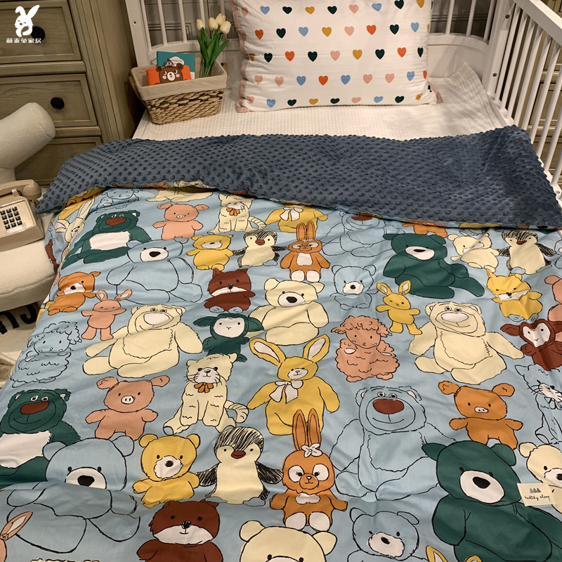 South Korea's lovely soybean warm sweet spring and autumn quilt children can wash all cotton air conditioning calm carpet warm nap carpet