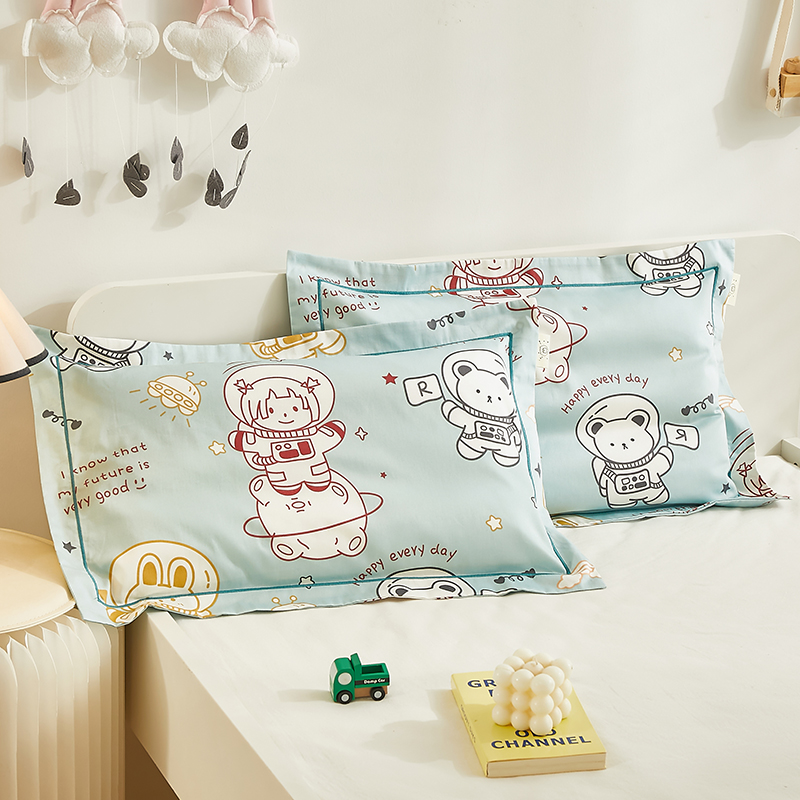 60-count pure cotton cartoon dinosaur children's pillowcase cotton long-staple cotton satin kindergarten baby 30×50 pillowcase