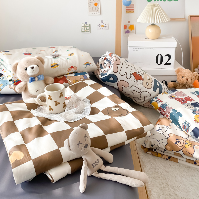 Children A class 60 long suede cotton summer cool quilts by three sets full cotton air conditioning Soybean Fiber Pure Cotton Washable Thin