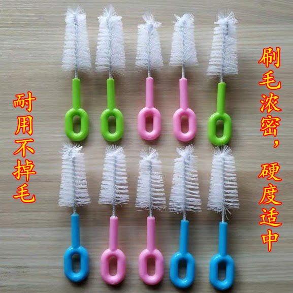 10-pack small brush High quality nylon bottle teat brush spout brush Threaded small dead angle brush Breast pump cleaning